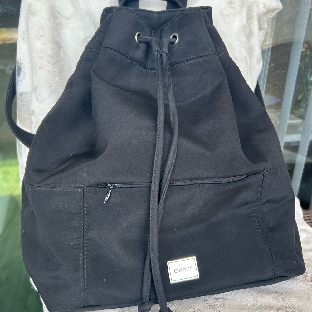 DKNY Black Nylon Synch Backpack